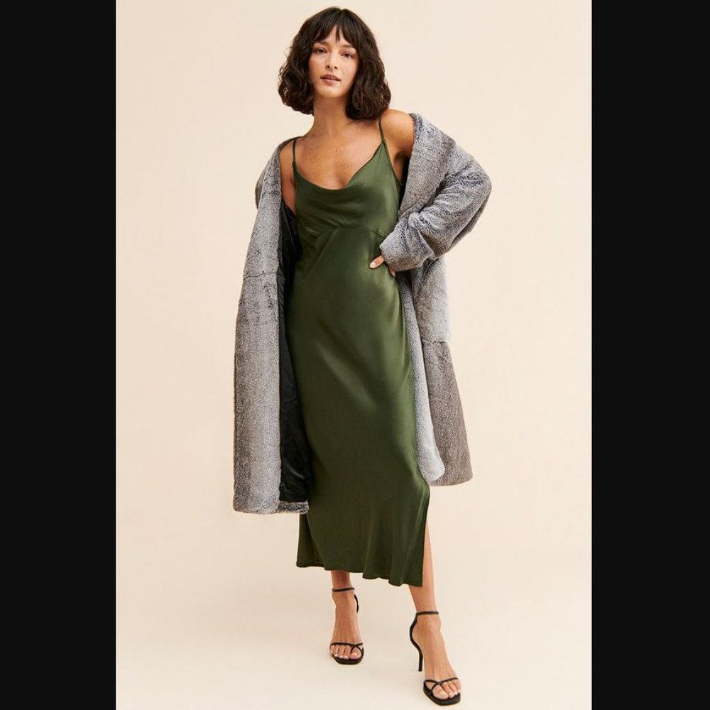 ANTHROPOLOGIE Women's Elyse Bias Slip Dress Size XL in Moss